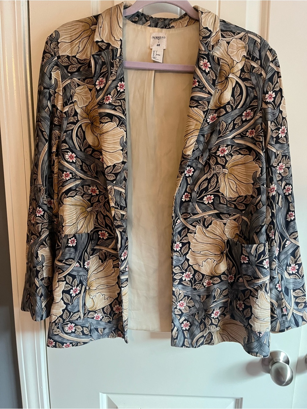 Morris & Co x H&M Floral Lined Blazer in Navy, Gold & Pink